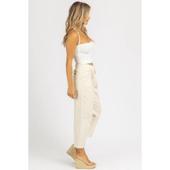 NEW MABLE woven asymmetrical button pants in cream - Picture 6 of 7